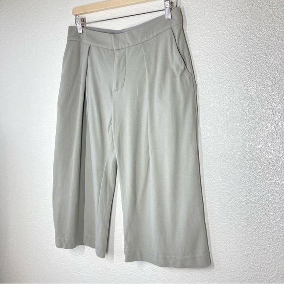James Perse Pleated Culotte Crop Pants 27 Jersey Matte Gray Cotton Capri - Picture 4 of 16
